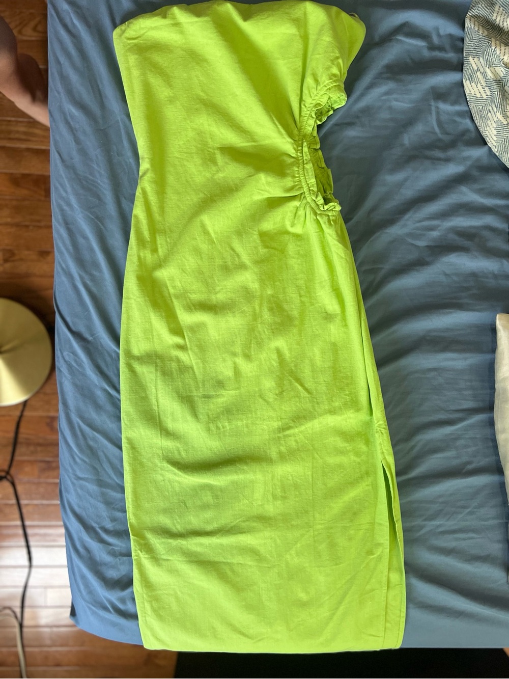MABLE Lime Ruffle-Cutout Strapless Midi Dress - Size M